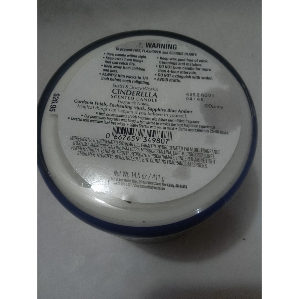 Bath & Body Works Disney Princess Cinderella Scented Candle Net Wt 14.5 Oz  2... - Picture 10 of 11
